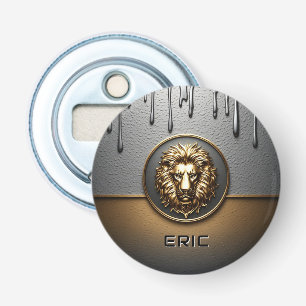 Gouden Leeuwengezicht Met Druipend Metaal 🦁 Button Flesopener
