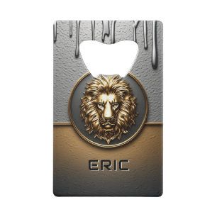 Gouden Leeuwengezicht Met Druipend Metaal 🦁 Creditkaart Flessenopener