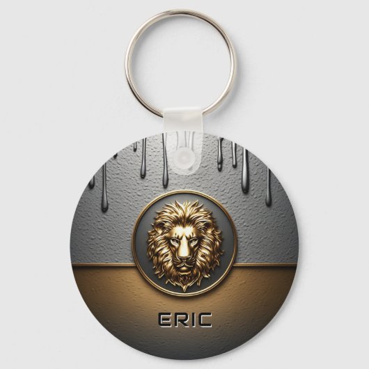Gouden Leeuwengezicht Met Druipend Metaal 🦁 Sleutelhanger (Achterkant)