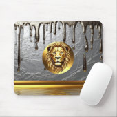 Gouden Leeuwenkop Met Metaal Drip Effect 🦁 Muismat (Met muis)