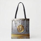 Gouden Leeuwenkop Met Metaal Drip Effect 🦁 Tote Bag (Voorkant)