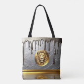 Gouden Leeuwenkop Met Metaal Drip Effect 🦁 Tote Bag (Achterkant)