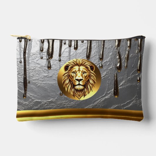 Gouden Leeuwenkop Met Metaal Druppel Effect 🦁 Etui (Voorkant)