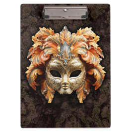 Gouden Leeuwenmasker met Oranje Veren Klembord