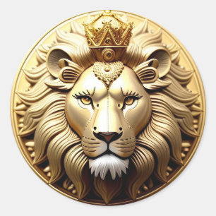 Gouden Leeuwmedaille Met Kroon Ronde Sticker