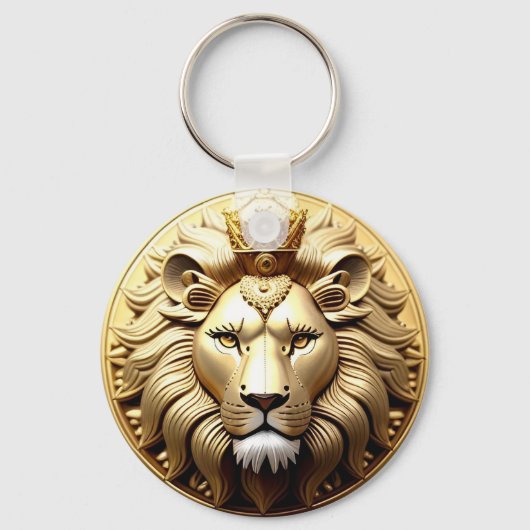 Gouden Leeuwmedaille Met Kroon Sleutelhanger (Voorkant)