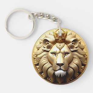 Gouden Leeuwmedaille Met Kroon Sleutelhanger