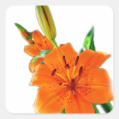Gouden lelie bloemen vierkante sticker (Voorkant)