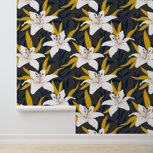 Gouden Lelie Elegantie Behang (Applicatie)