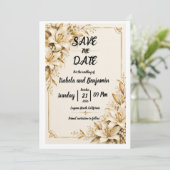 Gouden Lelie Save The Date kaart (Staand voorkant)