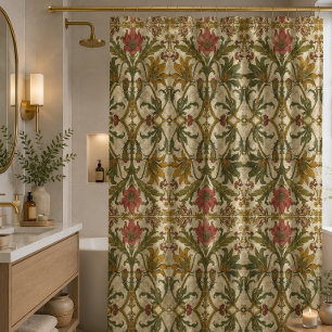 Gouden Lelie Wilde Bloemen William Morris Douchegordijn
