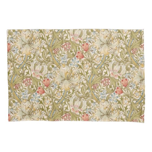 Gouden Lelie William Morris Klassiek Ontwerp Groot Kussensloop (Voorkant)