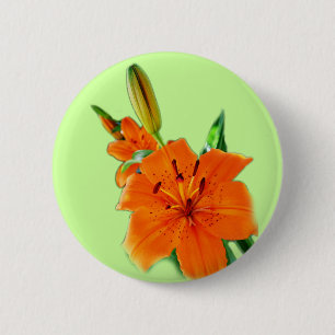 gouden leliebloemen ronde button 5,7 cm