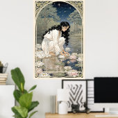 Gouden Lelies Art Nouveau Elegantie Poster (Thuiskantoor)