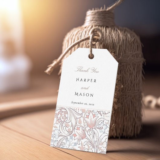 Gouden Lelies William Morris Trouwdag Vintage Cadeaulabel