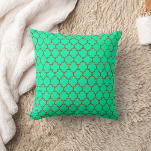 Gouden Lente Groene Quatrefoil Kussen