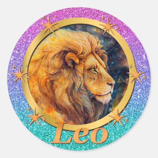 Gouden Leo Zodiac Horoscoop Een Motivatie inspirer Ronde Sticker (Voorkant)