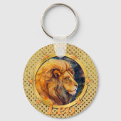 Gouden Leo Zodiac Horoscoop Een Motivatie inspirer Sleutelhanger (Voorkant)