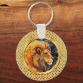 Gouden Leo Zodiac Horoscoop Een Motivatie inspirer Sleutelhanger (Voorkant)