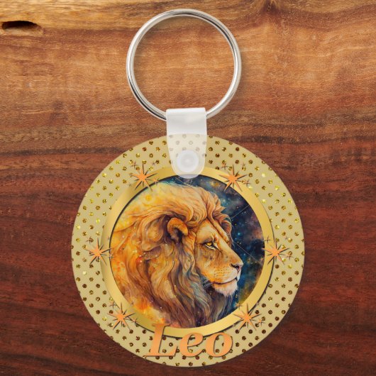Gouden Leo Zodiac Horoscoop Een Motivatie inspirer Sleutelhanger (Voorkant)