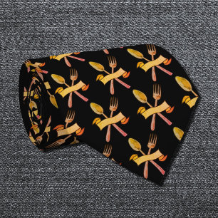 Gouden lepel en vork stropdas