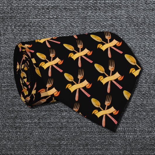 Gouden lepel en vork stropdas