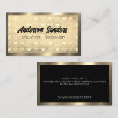 Gouden Leren Hartpatroon Visitekaartje (Voorkant / Achterkant)