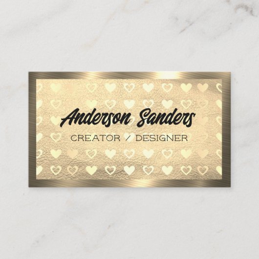 Gouden Leren Hartpatroon Visitekaartje (Voorkant)