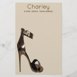 Gouden leren stiletto strappy schoenen - gepersona briefpapier