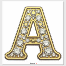Gouden letter A bezet met diamanten sieraden Sticker