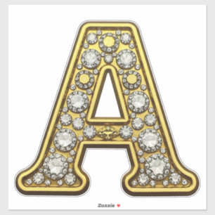 Gouden letter A bezet met diamanten sieraden Sticker