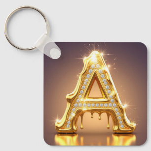 Gouden Letter A Diamanten Drip Monogram Cadeau Sleutelhanger