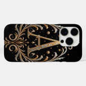 Gouden letter A met bloemdecoratie Case-Mate iPhone Case (Achterkant (horizontaal))