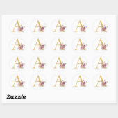 Gouden letter A met bloemen Ronde Sticker (Vel)