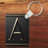 ✨ Gouden Letter A Monogram Geschenk Voor Mannen Sleutelhanger (Achterkant)
