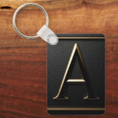 ✨ Gouden Letter A Monogram Geschenk Voor Mannen Sleutelhanger (Voorkant)