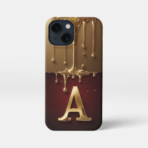 Gouden Letter A Monogram Met Druppelende Metaal