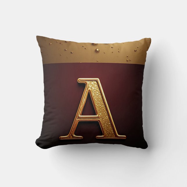 Gouden Letter A Monogram Met Druppelende Metaal Kussen (Voorkant)