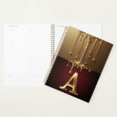 Gouden Letter A Monogram Met Druppelende Metaal Planner (Display)