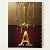 Gouden Letter A Monogram Met Druppelende Metaal Planner (Achterkant)