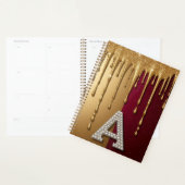 Gouden Letter A Monogram Met Druppelende Metaal Planner (Display)