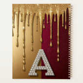 Gouden Letter A Monogram Met Druppelende Metaal Planner (Achterkant)