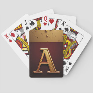 Gouden Letter A Monogram Met Druppelende Metaal Pokerkaarten