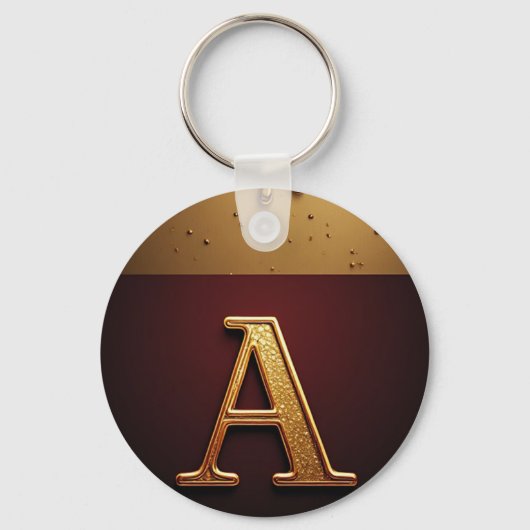 Gouden Letter A Monogram Met Druppelende Metaal Sleutelhanger (Voorkant)