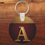 Gouden Letter A Monogram Met Druppelende Metaal Sleutelhanger (Achterkant)