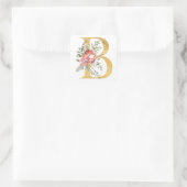 Gouden letter B met bloemen Vierkante Sticker (Tas)
