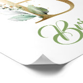 Gouden Letter B monogram groenblijvende eucalyptus Poster (Hoek)