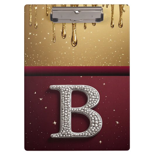 Gouden Letter B Monogram Met Druppelende Metaal Klembord (Voorkant)
