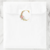 Gouden letter C met bloemen Vierkante Sticker (Tas)