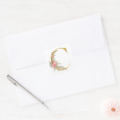 Gouden letter C met bloemen Vierkante Sticker (Envelop)